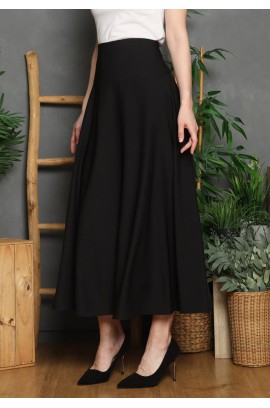 Lyne Halim Marbella Black Flare Skirt – Rok Payung Wanita Elegant Flowy, SKT-8473